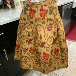 J. Jill Womens Size 14 Petite 100% Silk Skirt A Line Lined Side Zip Ikat Print